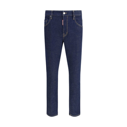 Blue Cotton Straight-Leg Jeans