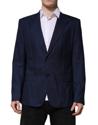 Blue Wool Single Breasted Suit Coat Blazer