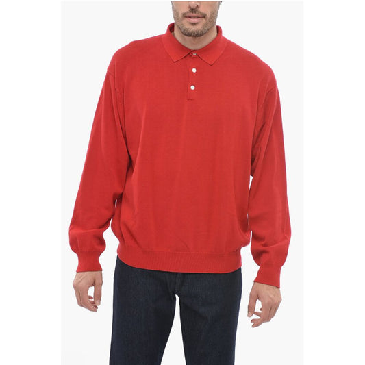 Long Sleeved Polo Shirt with Ribbed Hem