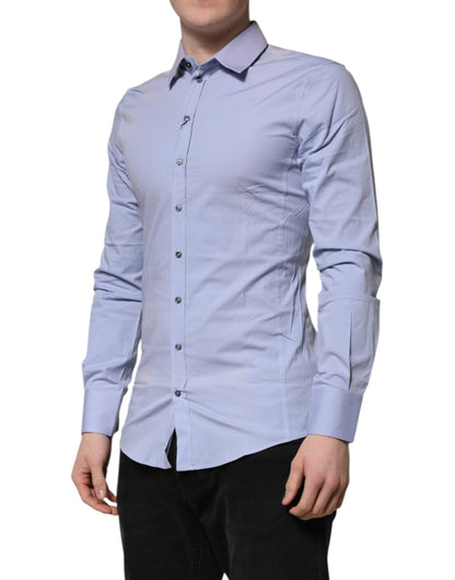 Blue Cotton SICILIA Long Sleeves Dress Shirt