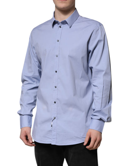 Blue Cotton GOLD Long Sleeves Dress Shirt