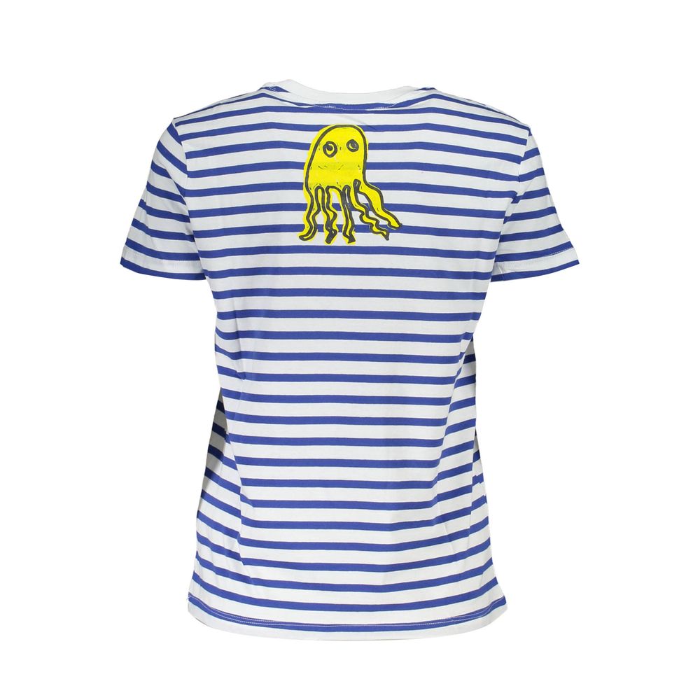 Blue Cotton Women T-Shirt