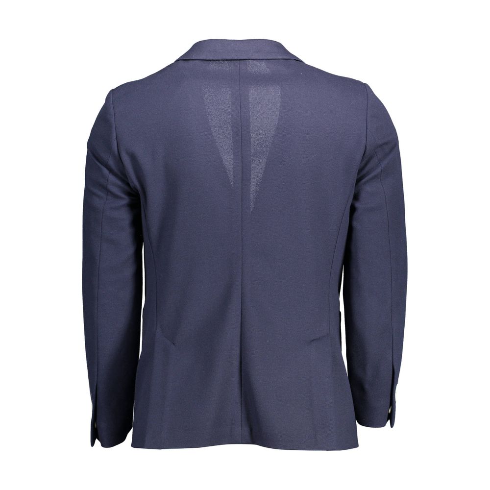 Blue Cotton Men Jacket