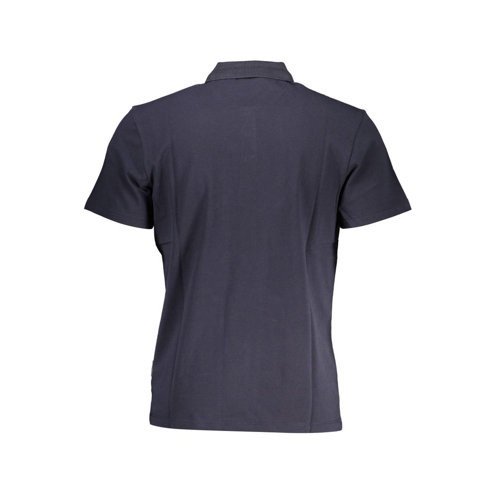Blue Cotton Men Polo Shirt