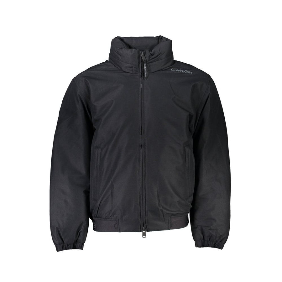 Black Polyester Men Jacket
