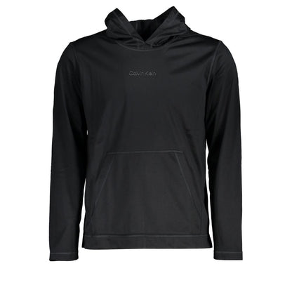 Black Polyester Men's Hooded Sweater