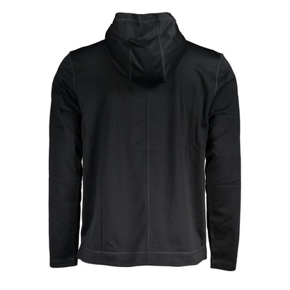 Black Polyester Men's Hooded Sweater