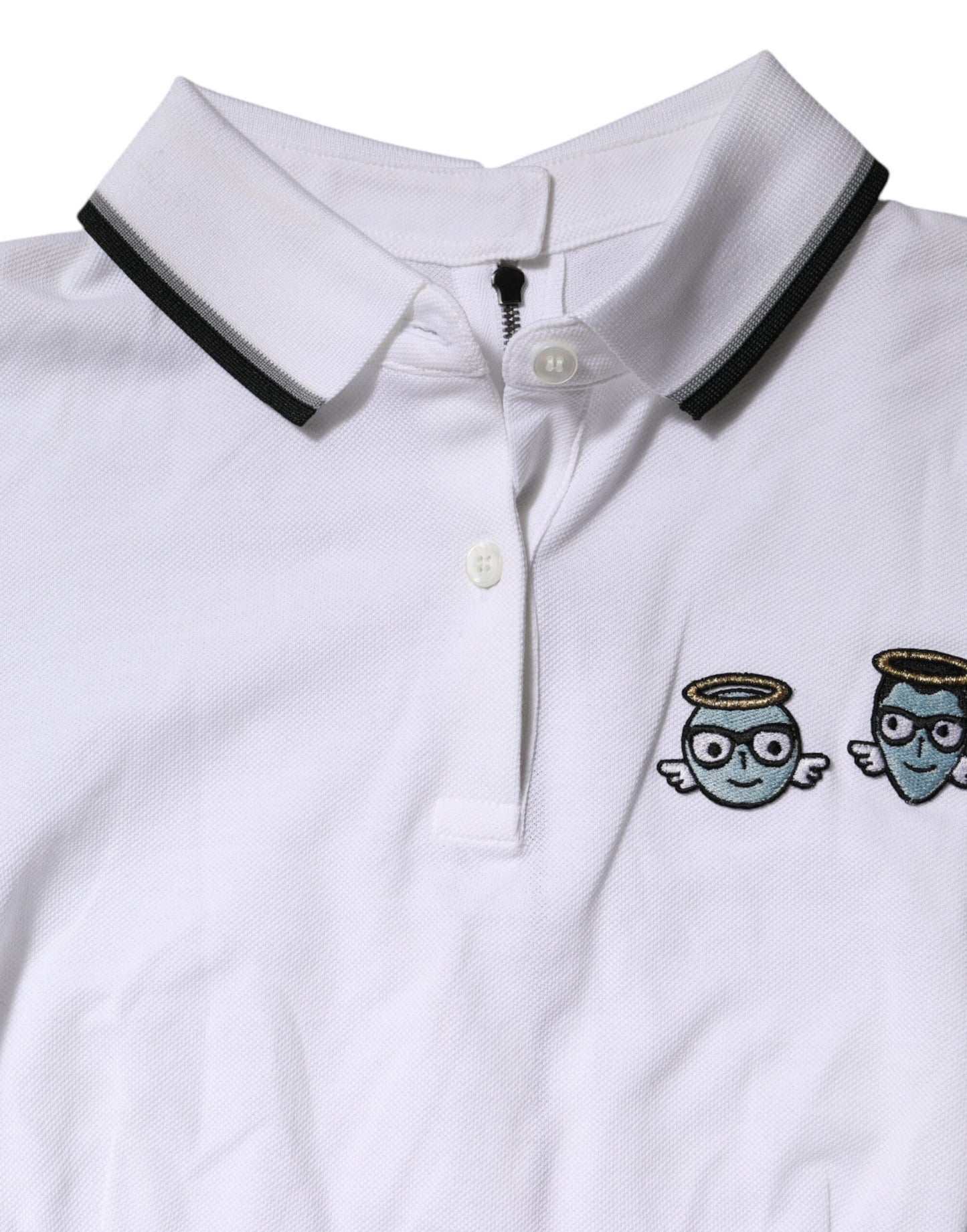 White Cotton Short Sleeves Collared Polo Top