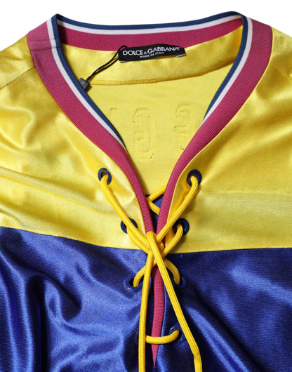 Multicolor Polyester Long Sleeves V-Neck Top