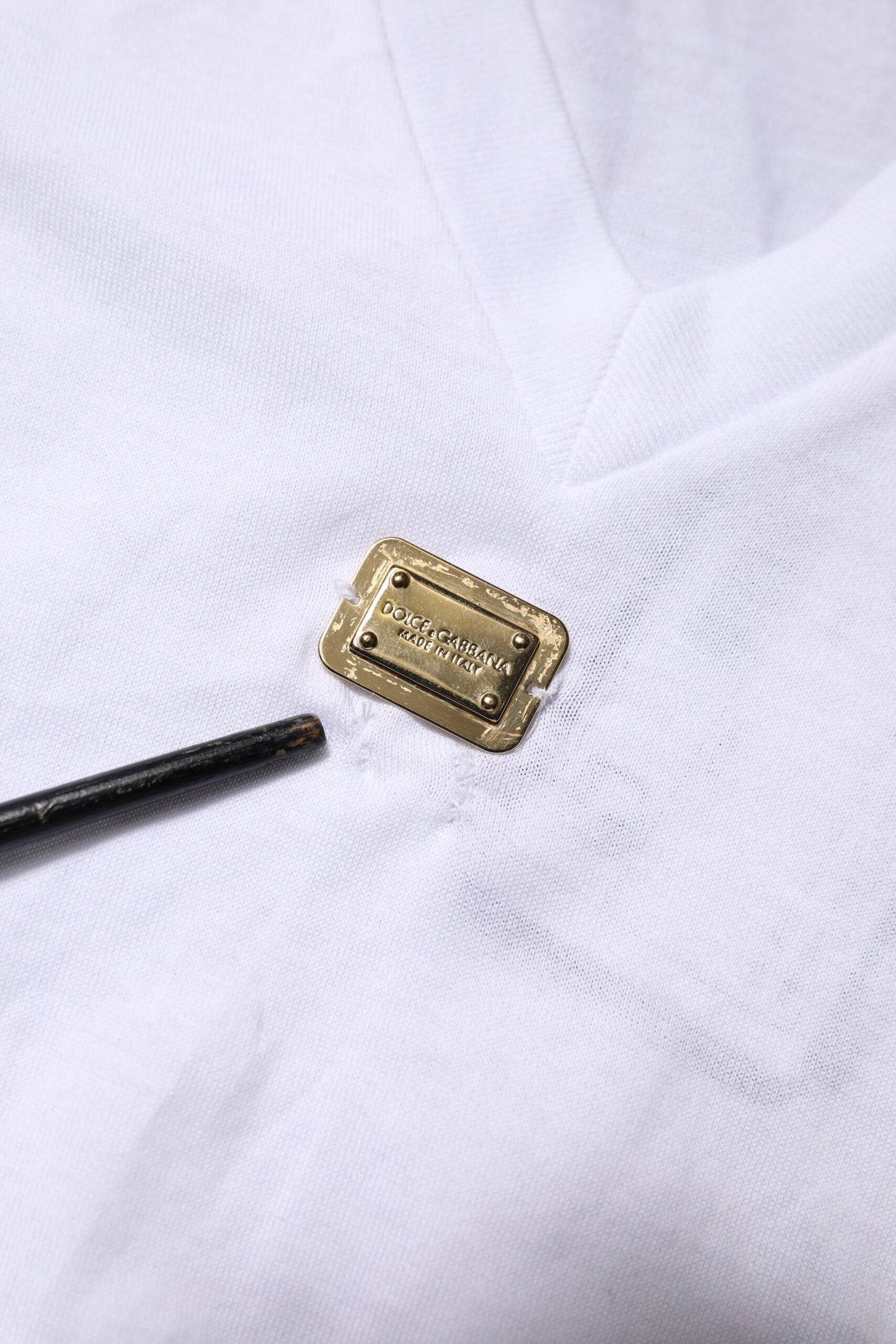 White Cotton Short Sleeve V-Neck Top T-shirt