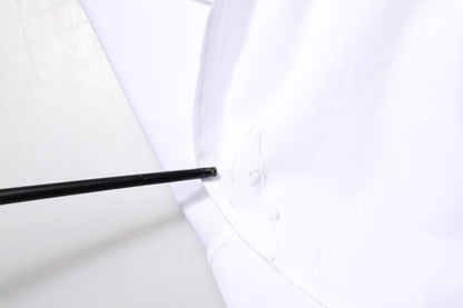 White Cotton Collared Shirt Long Sleeve Top