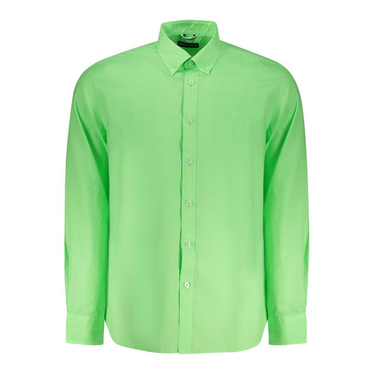 Green Cotton Men Shirt