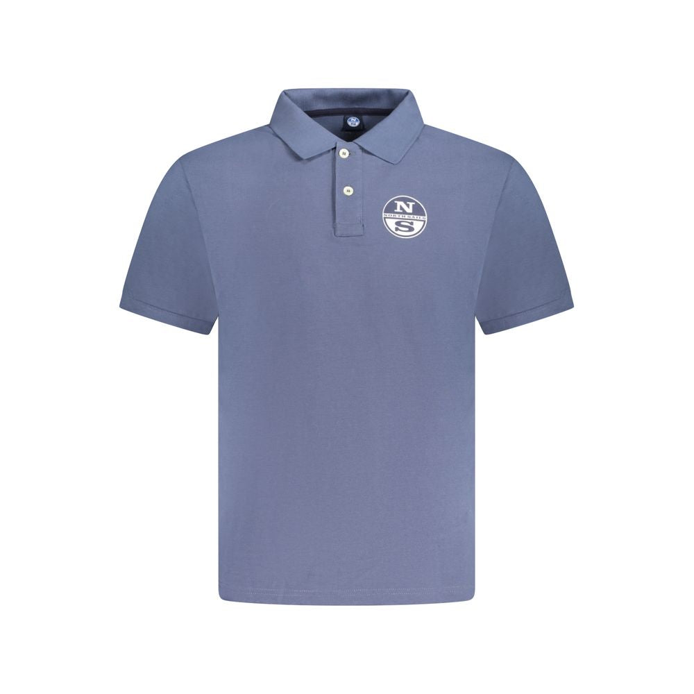 Blue Cotton Men Polo Shirt