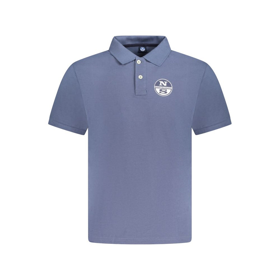 Blue Cotton Men Polo Shirt