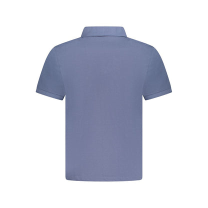 Blue Cotton Men Polo Shirt