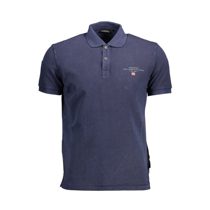 Blue Cotton Men Polo Shirt