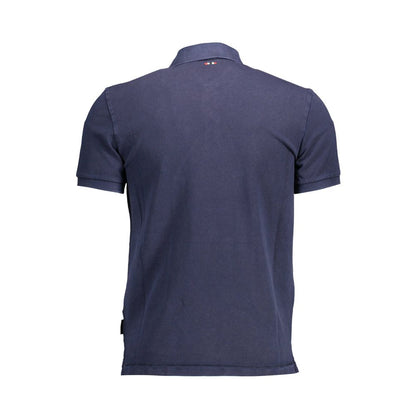 Blue Cotton Men Polo Shirt