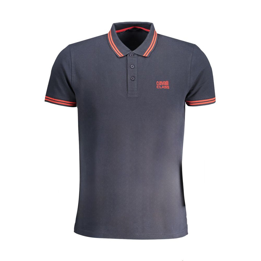 Blue Cotton Men Polo Shirt