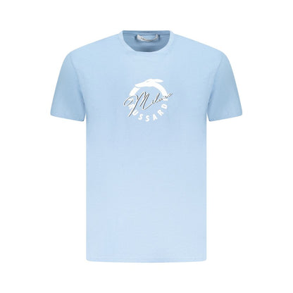 Light Blue Cotton Men T-Shirt