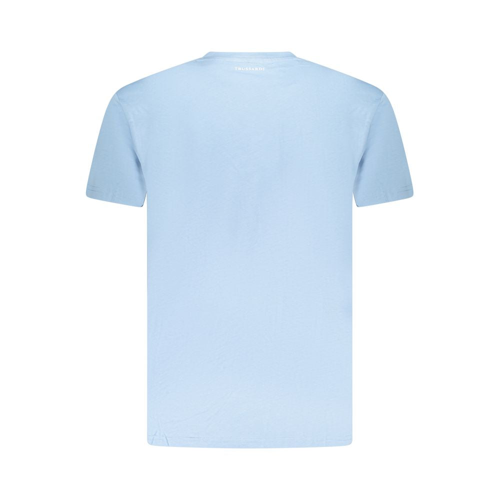 Light Blue Cotton Men T-Shirt