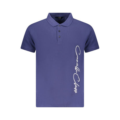 Blue Cotton Men Polo Shirt