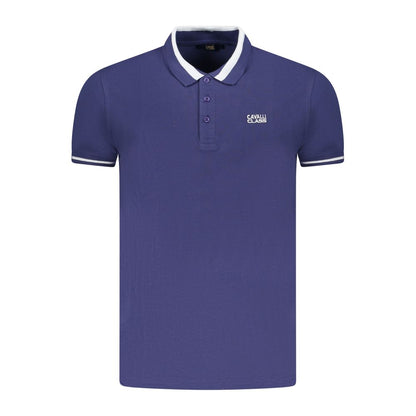 Blue Cotton Men Polo Shirt