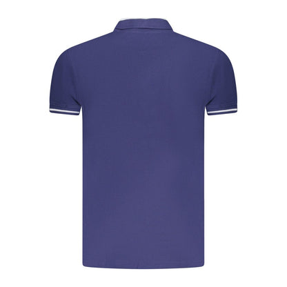 Blue Cotton Men Polo Shirt