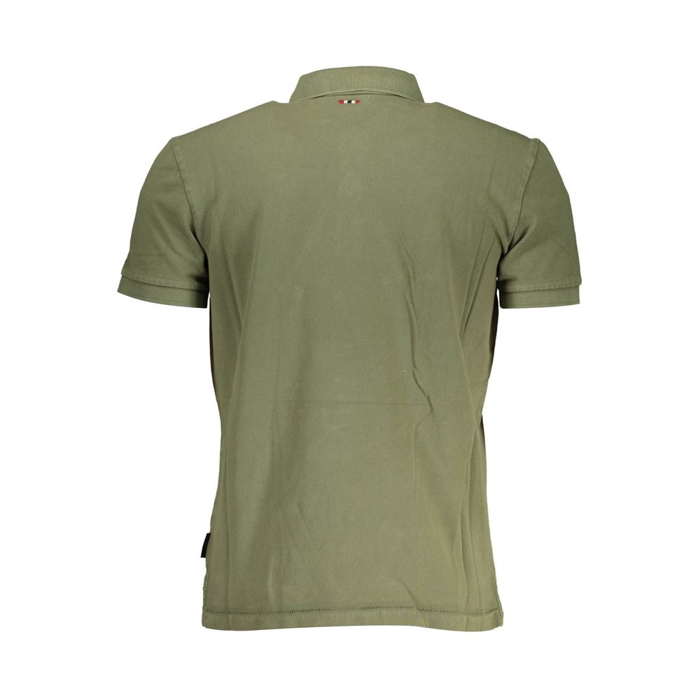 Green Cotton Men Polo Shirt
