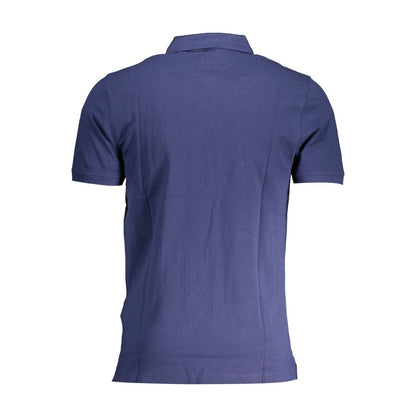 Blue Cotton Men Polo Shirt