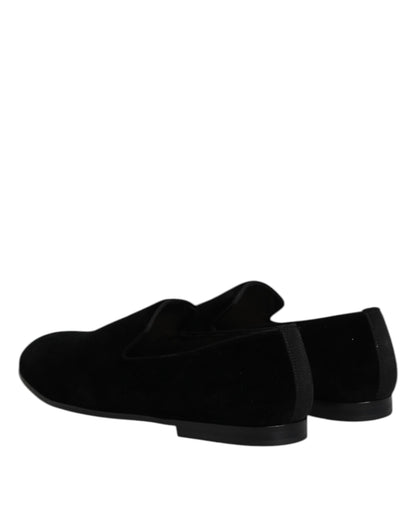 Black Velvet Slip On Loafers Formal Shoes