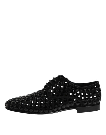 Black Suede Strass Derby Formal Shoes