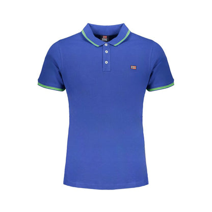 Blue Cotton Men Polo Shirt
