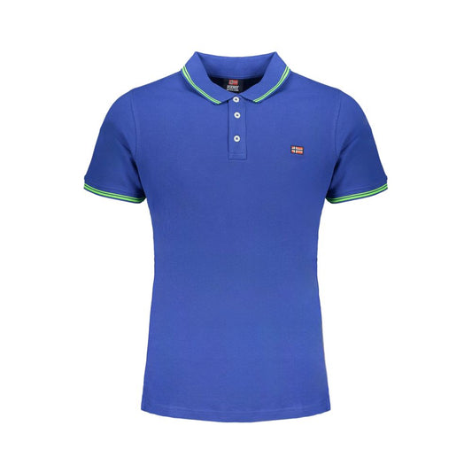 Blue Cotton Men Polo Shirt