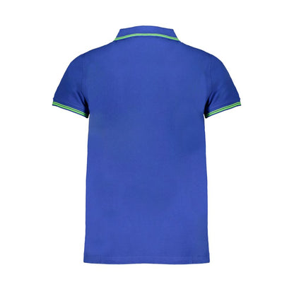Blue Cotton Men Polo Shirt