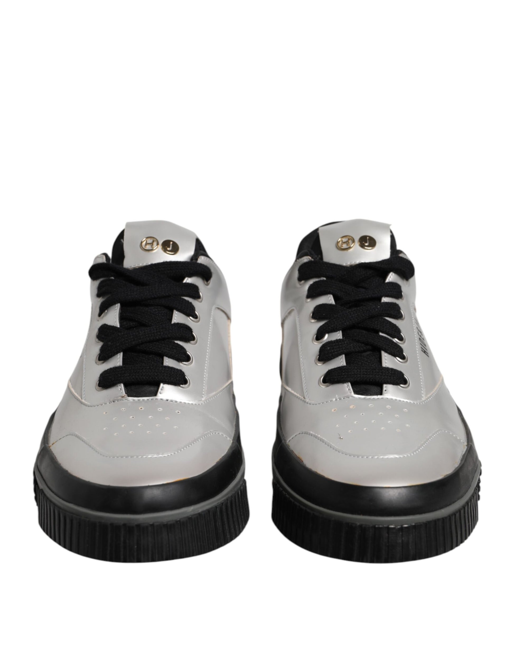 Metallic Silver Low Top Lace Up Sneakers Shoes