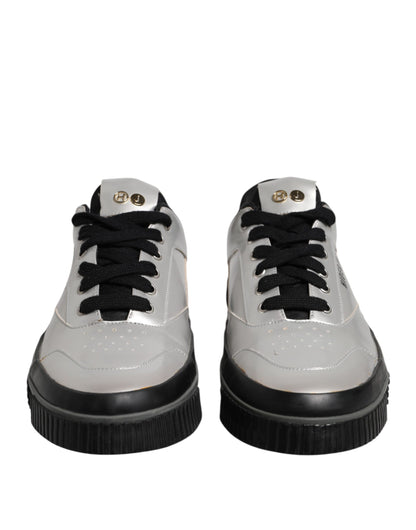 Metallic Silver Low Top Lace Up Sneakers Shoes