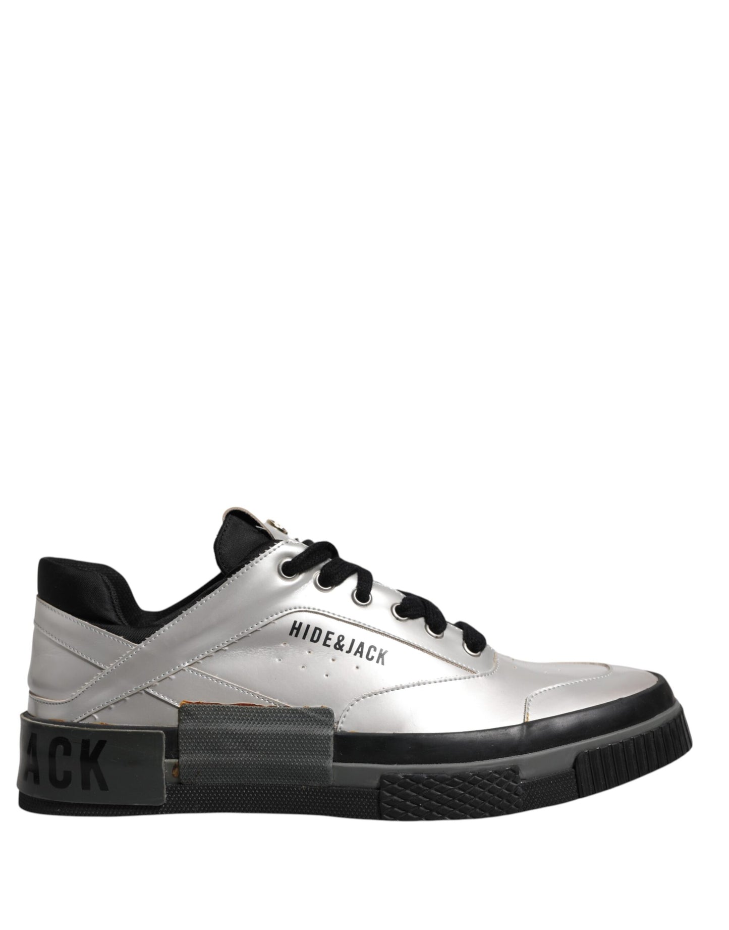 Metallic Silver Low Top Lace Up Sneakers Shoes