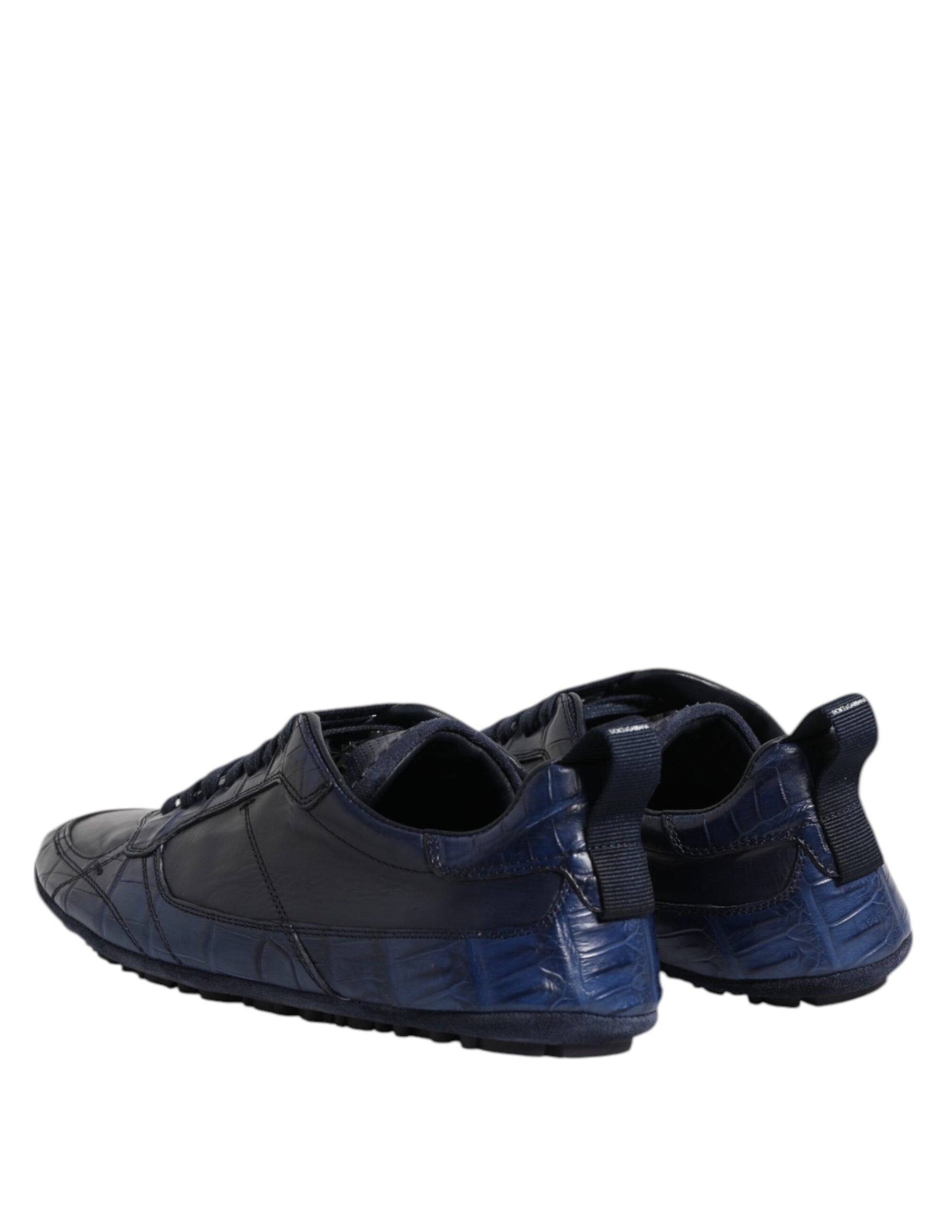 Dark Blue Leather Low Top Men Sneakers Shoes