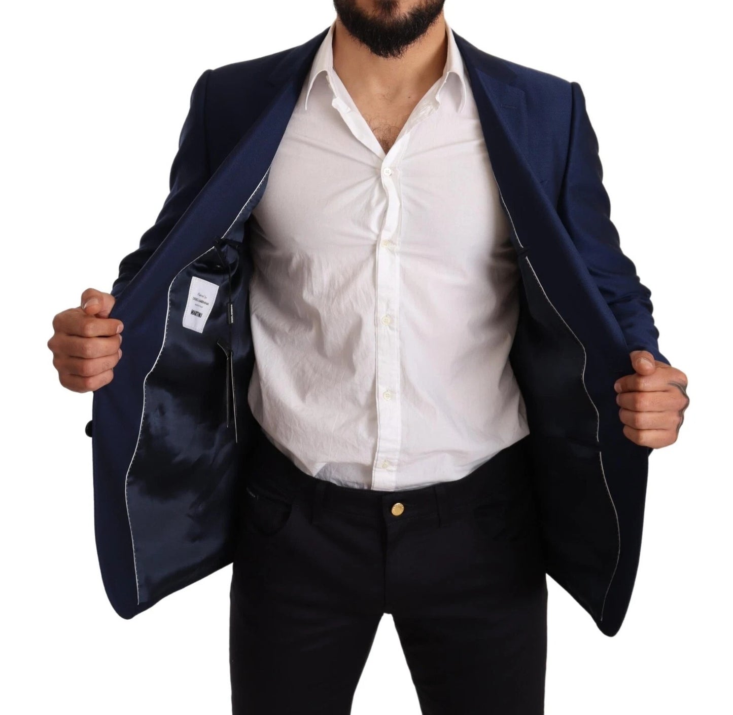 Blue MARTINI Wool Slim Fit Coat Blazer