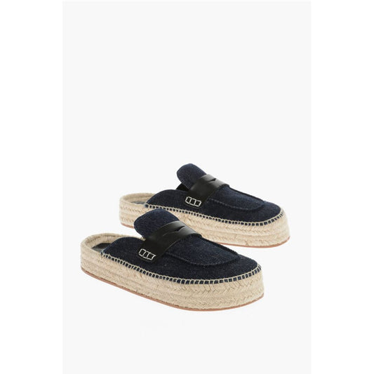 Denim Mules with Raffia Sole