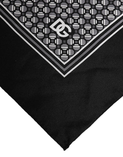 Black White Patterned Square Foulard Scarf