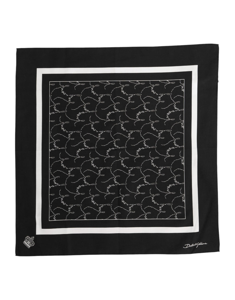 Black White Printed Square Foulard Scarf