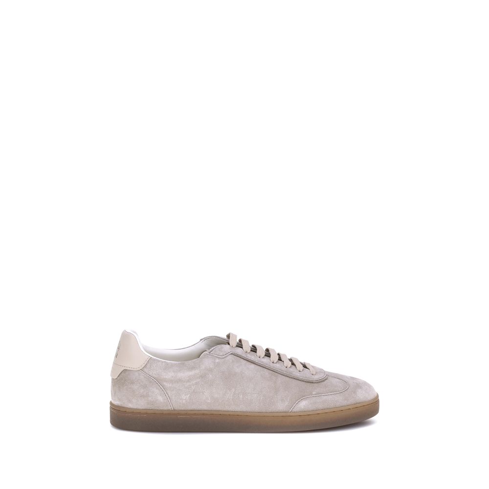 Beige Calf Leather Bos Taurus Low Top Sneakers