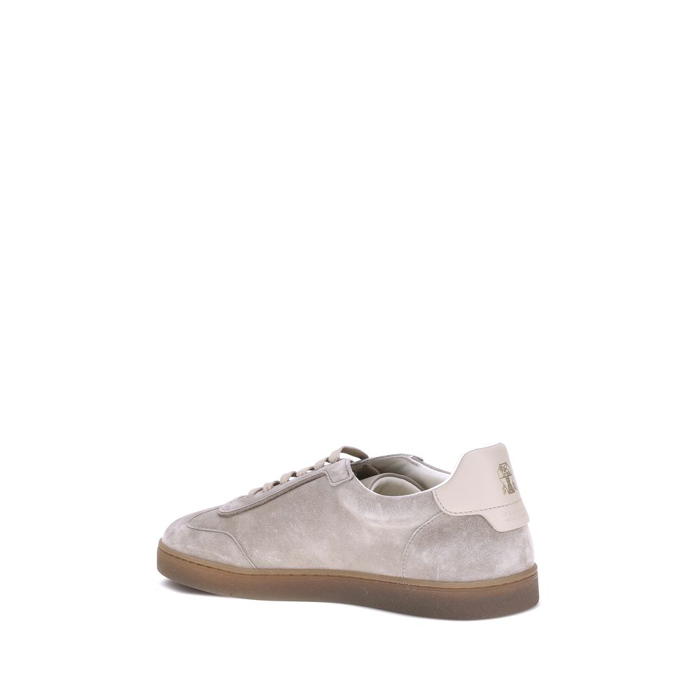 Beige Calf Leather Bos Taurus Low Top Sneakers