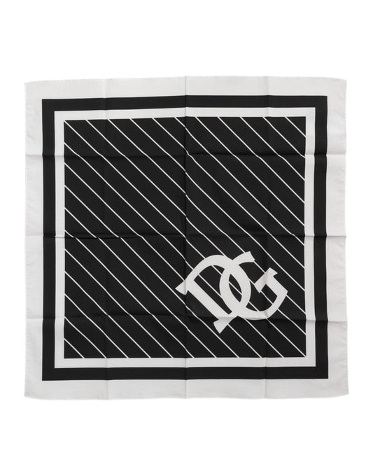 Black White DG Logo Square Men Foulard Scarf