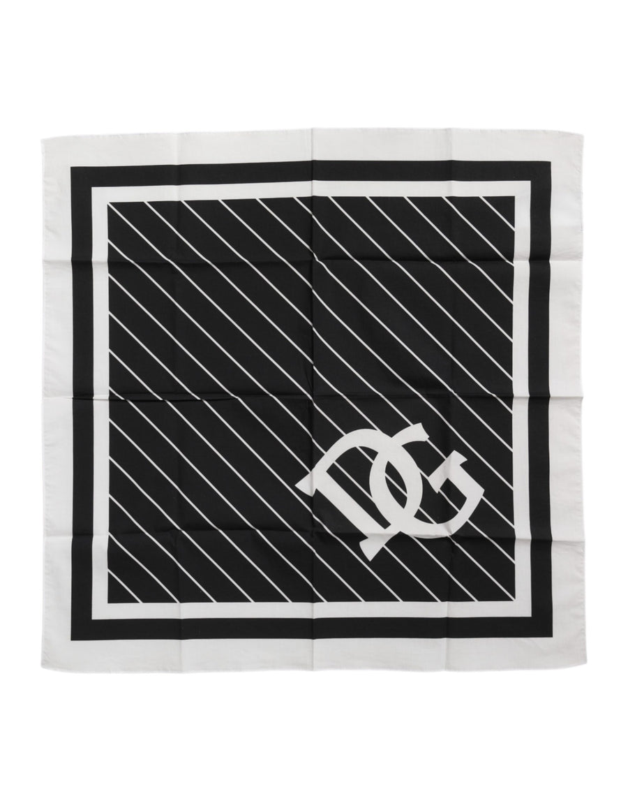 Black White DG Logo Square Men Foulard Scarf