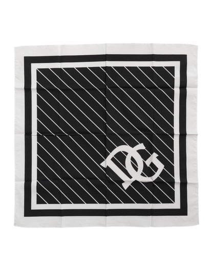 Black White DG Logo Square Men Foulard Scarf