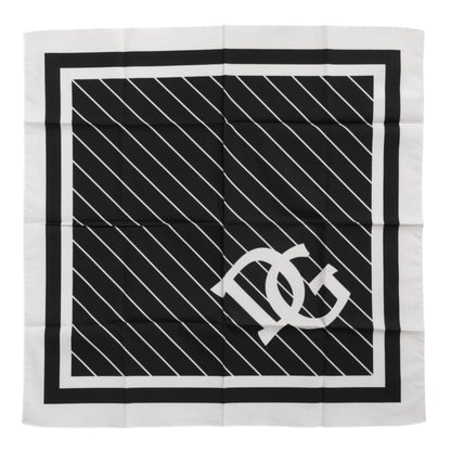 Black White DG Logo Square Men Foulard Scarf