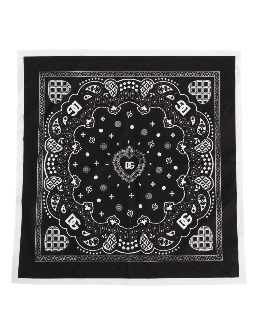 Black White Bandana Square Men Foulard Scarf
