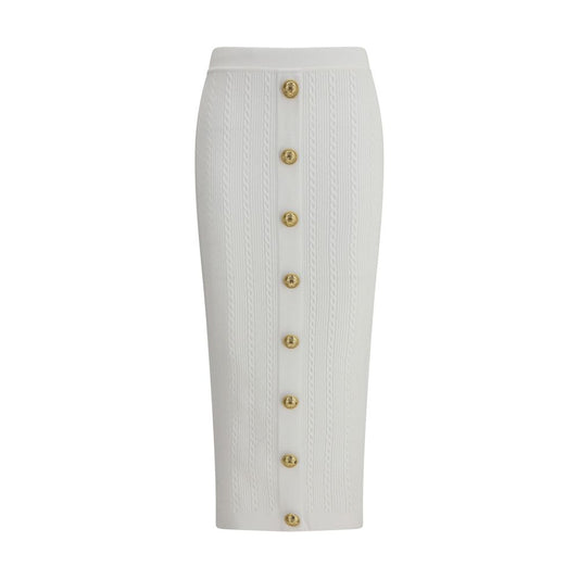 White Viscose Midi Skirt